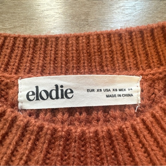Elodie Cropped Knitted Crewneck Sweater Rust - Picture 7 of 10